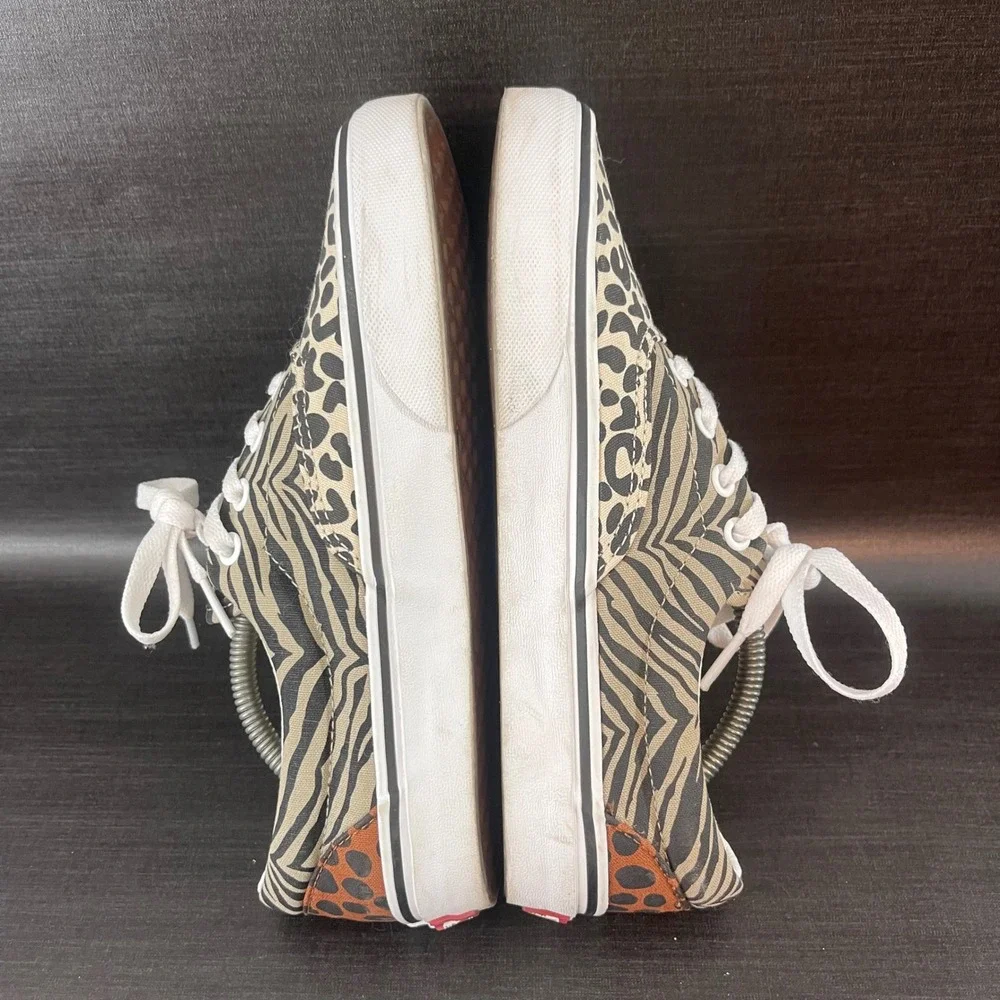 Vans Era Sneakers Womens 6.5 Tan Safari Animal Print Leopard Zebra Low Top Shoes